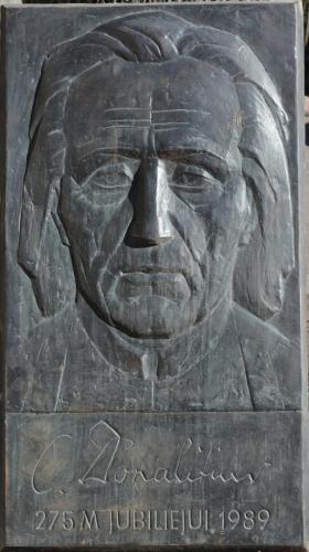 Lithuanian poet Kristijonas Donelaitis (1714-1780). Bas-relief, bronze.
